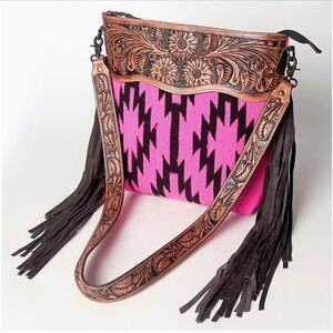 American Darling Crossbody Genuine Western Leather Women Bag with Fringe